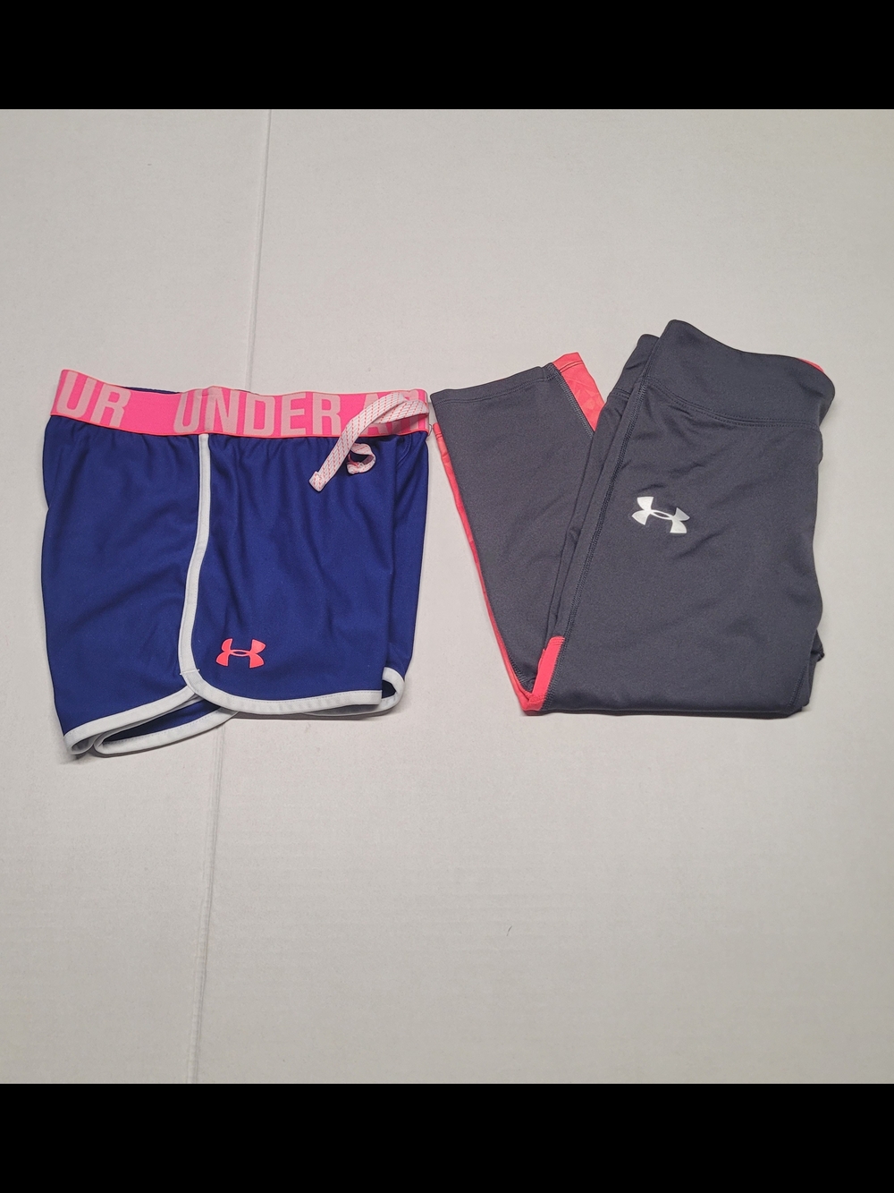 Under Armour Girls' Navy Blue & Gray Athletic Shorts and Leggings Set